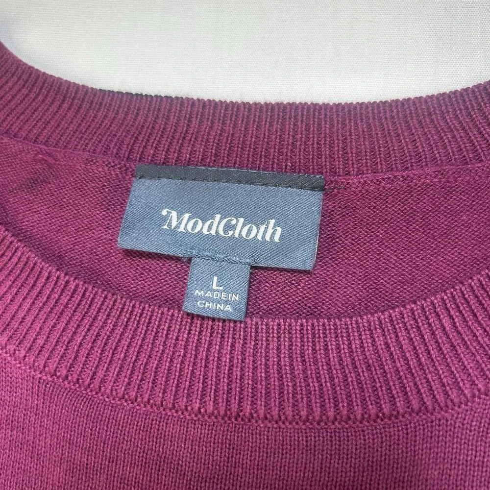 Modcloth Bat Dress Large Knit Midi Sweater Bodycon Purple Goth Witch Halloween - Picture 3 of 16